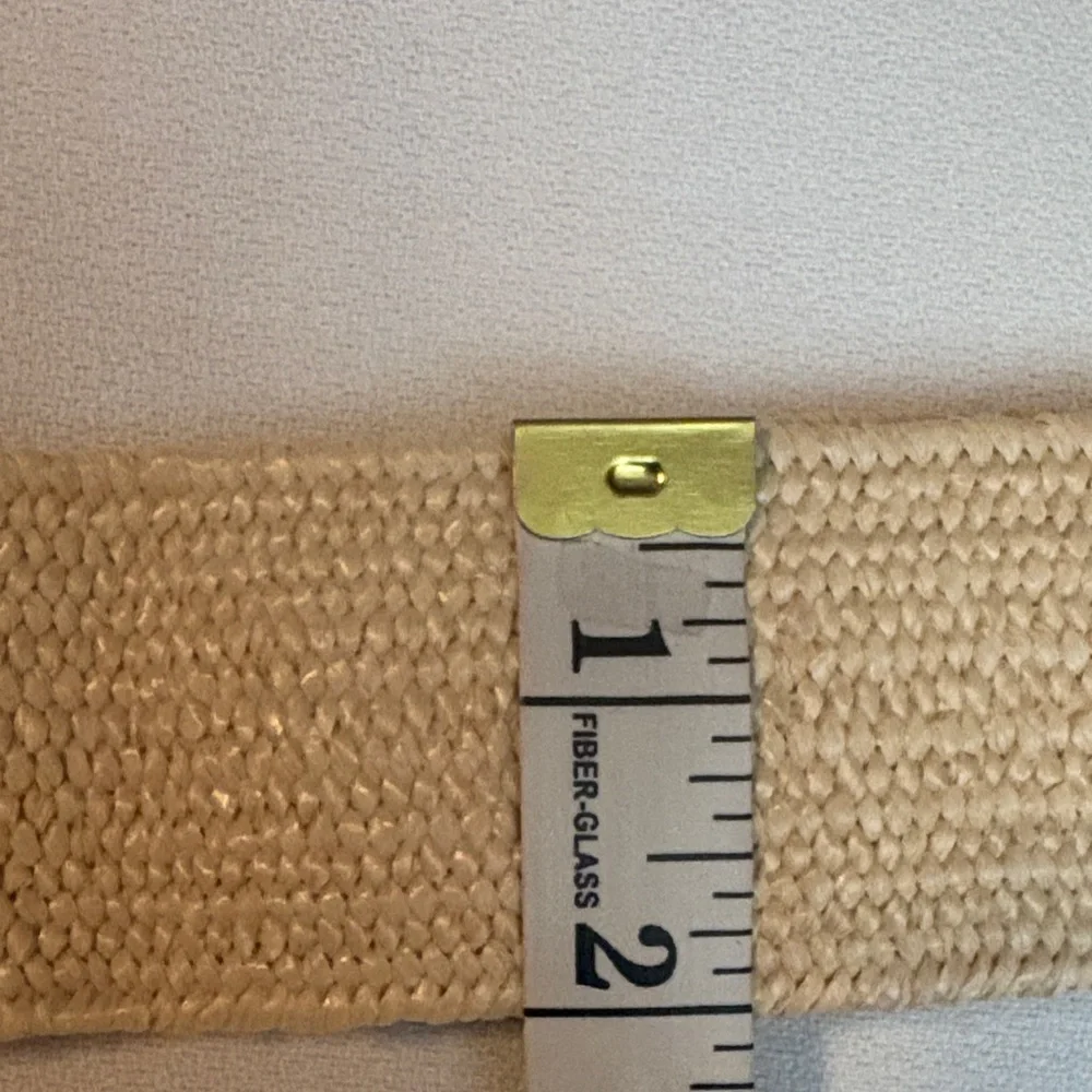 Woven Cream Wide Women’s Belt with Brown Woven Straw-Look Buckle